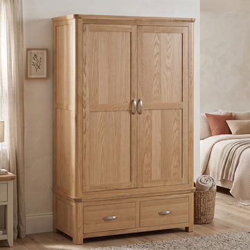 Treviso Oak 2 Door 2 Drawer Wardrobe, bedroom setting