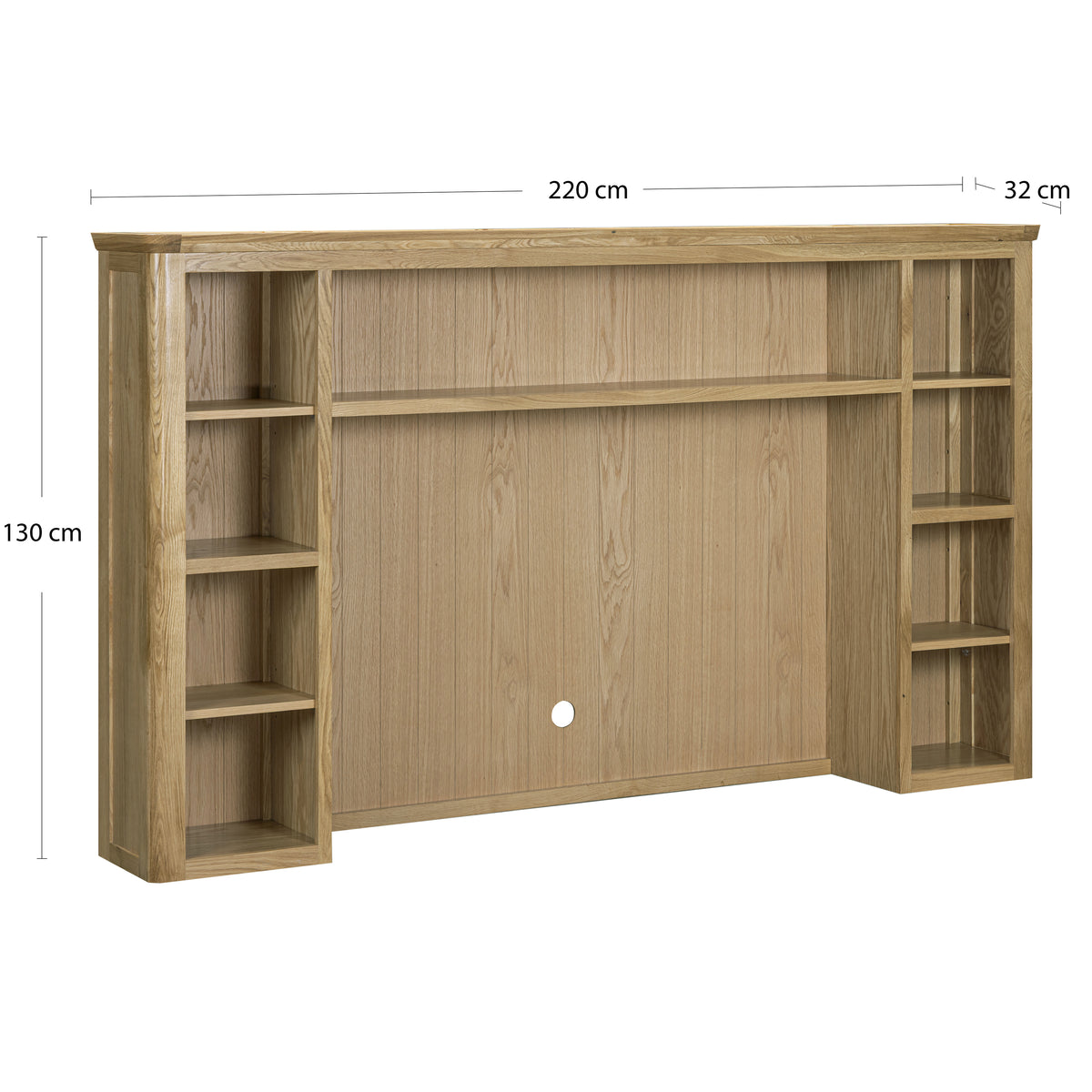 Treviso Oak Media Centre Top Unit, top unit dimension diagram