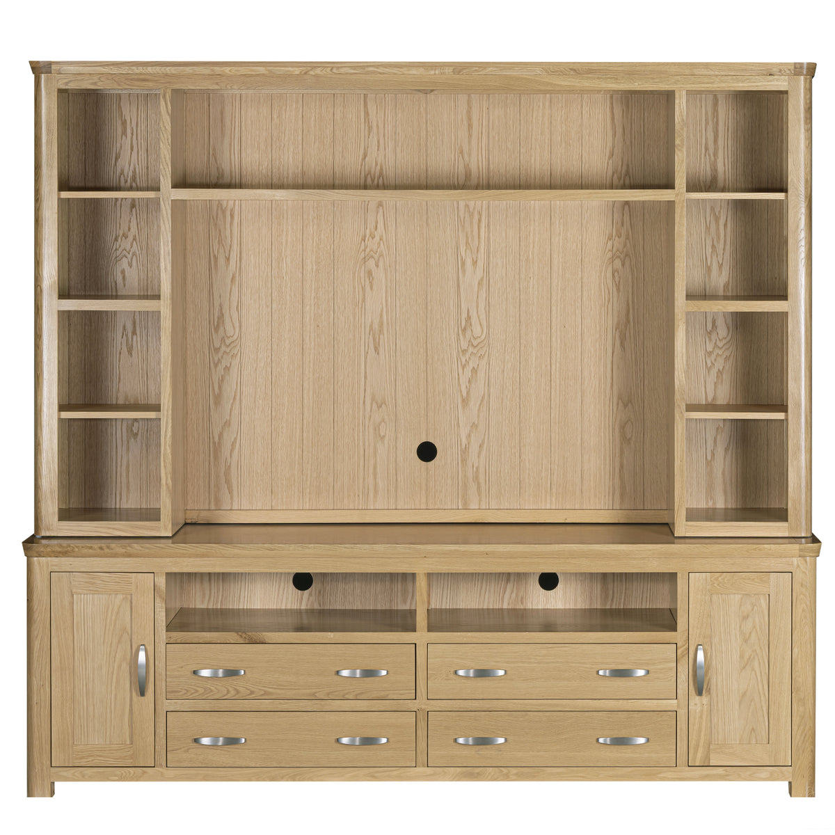 Treviso Oak Media Centre - Base and Top, complete unit front view