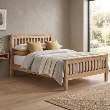 Treviso Oak Double bed styled in a bedroom
