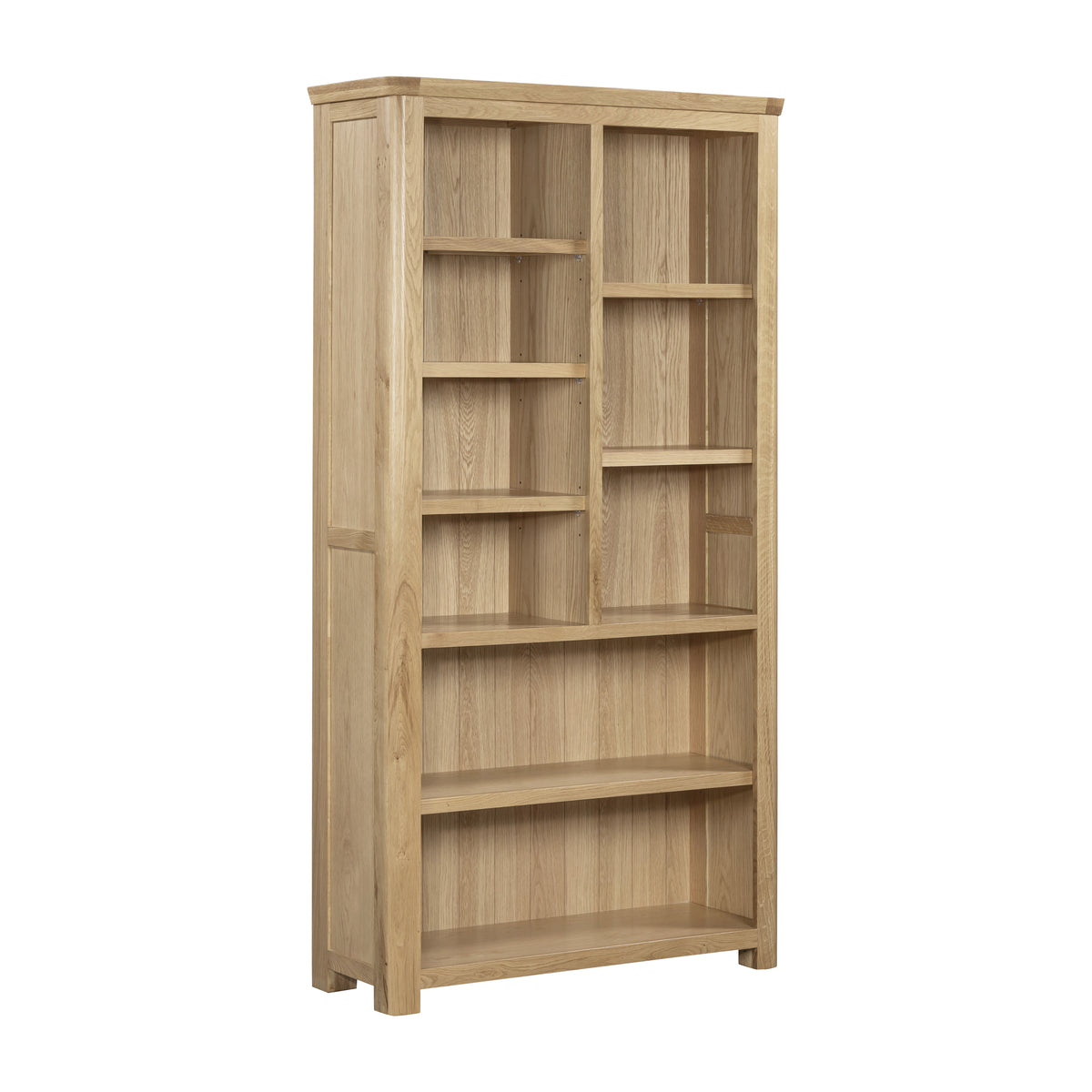 Treviso Oak High Bookcase, angled view