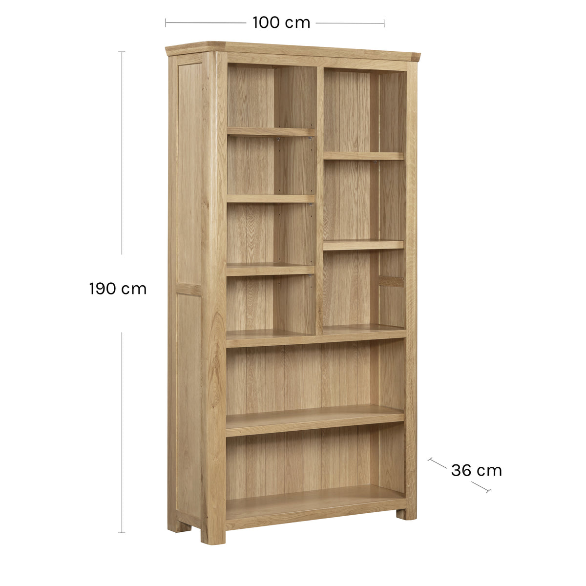 Treviso Oak High Bookcase, dimension diagram