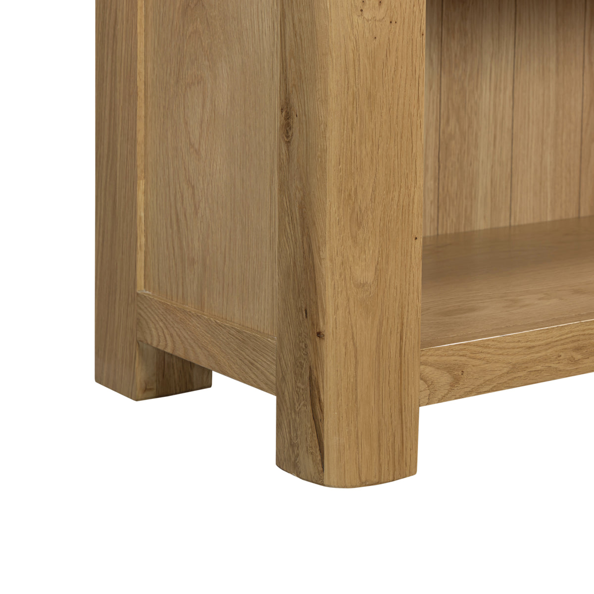 Treviso Oak High Bookcase, curved leg detail