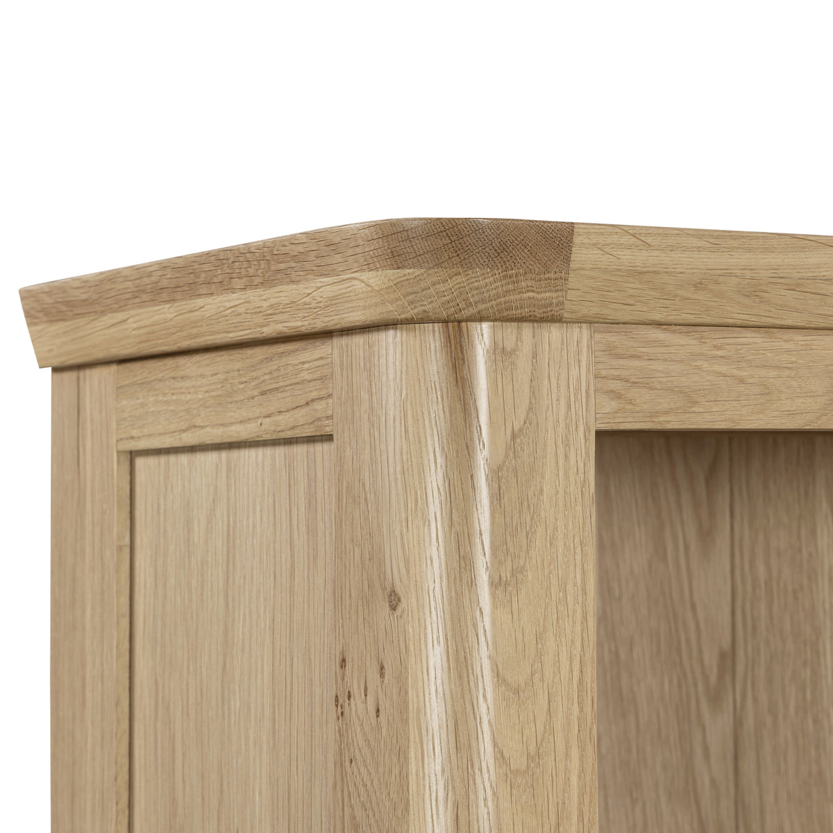 Treviso Oak High Bookcase, curved top detail