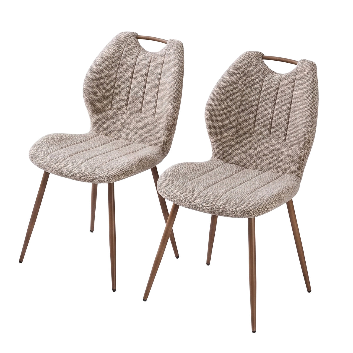 Turin Walnut Mocha fabric dining matching chair pair