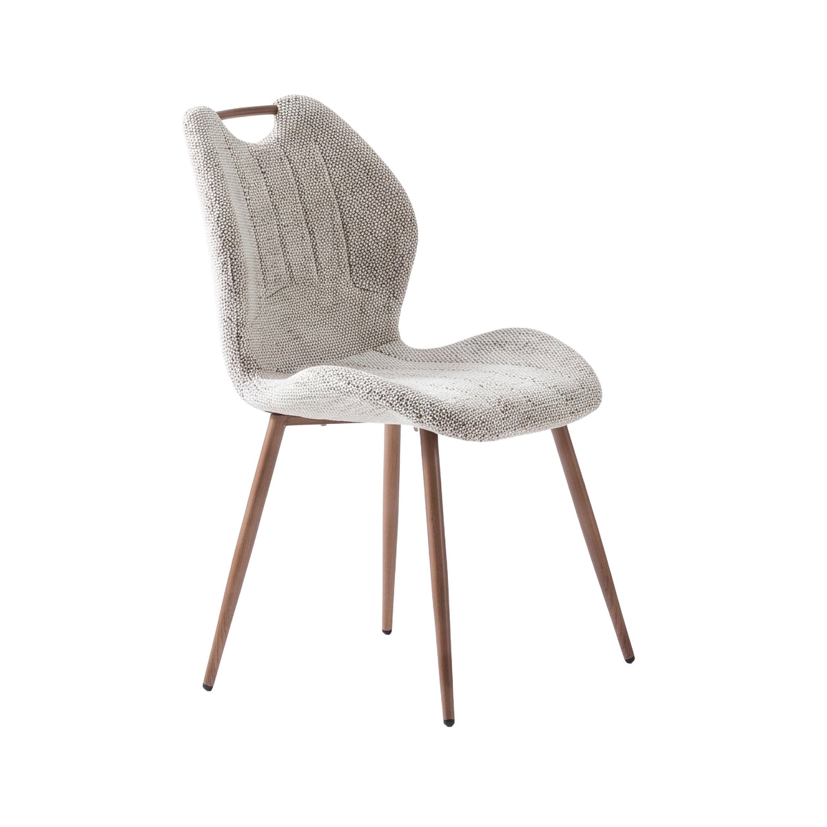 Turin Walnut Latte fabric dining angled chair view