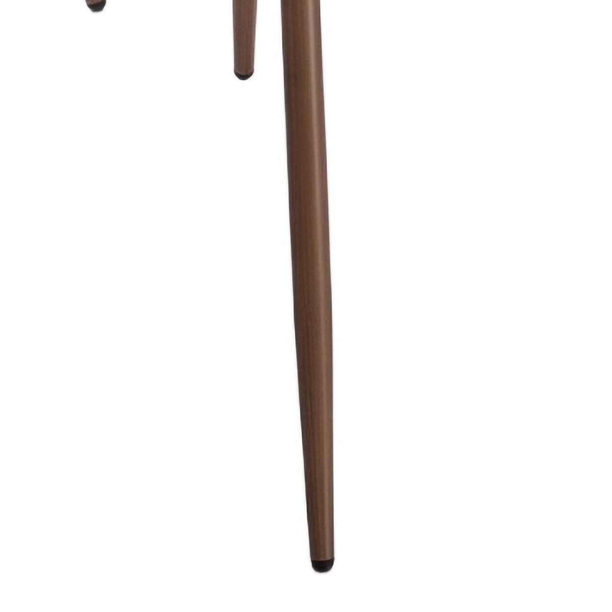 Turin Walnut Latte fabric dining walnut-finish leg detail