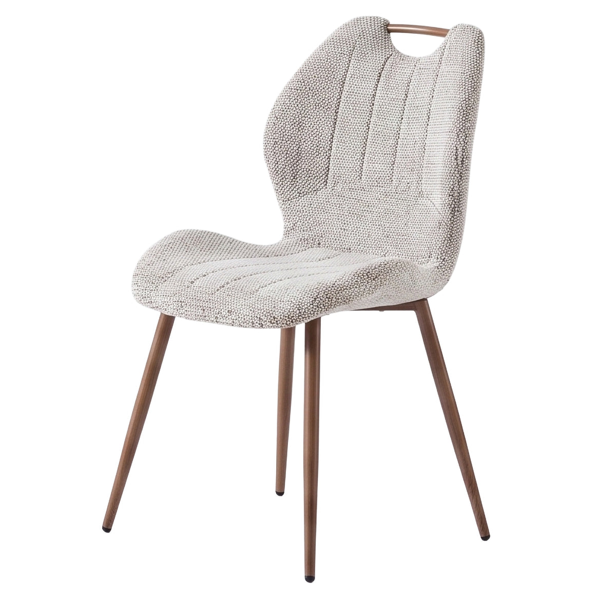 Turin Walnut Latte fabric dining front angled view
