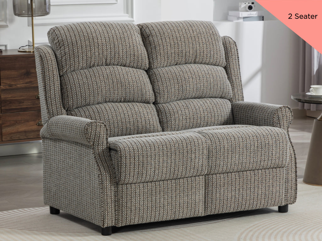 Windsor fixed fabric two-seater sofa in Latte