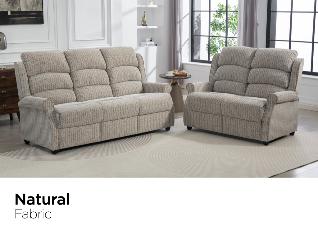 Windsor fixed fabric three-seater and two-seater sofas in Natural