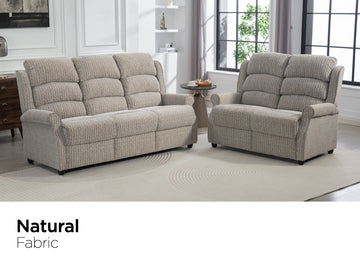 Windsor fixed fabric three-seater and two-seater sofas in Natural