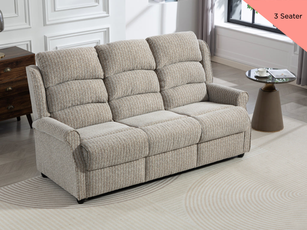 Windsor fixed fabric three-seater sofa in Natural