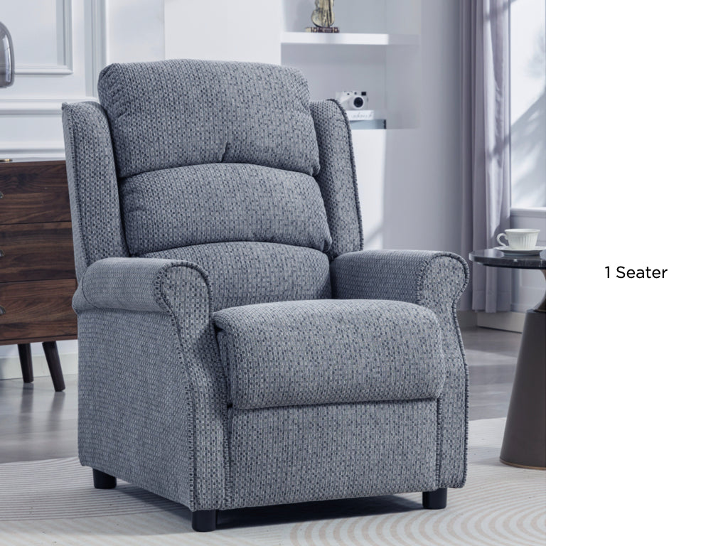 Windsor fixed fabric armchair in Steel Blue
