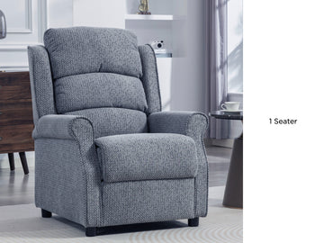 Windsor fixed fabric armchair in Steel Blue