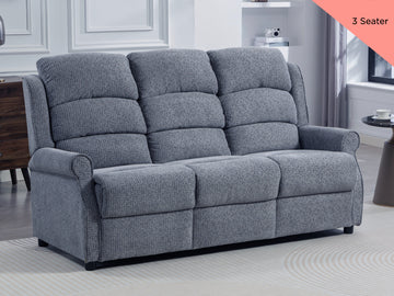 Windsor fixed fabric three-seater sofa in Steel Blue