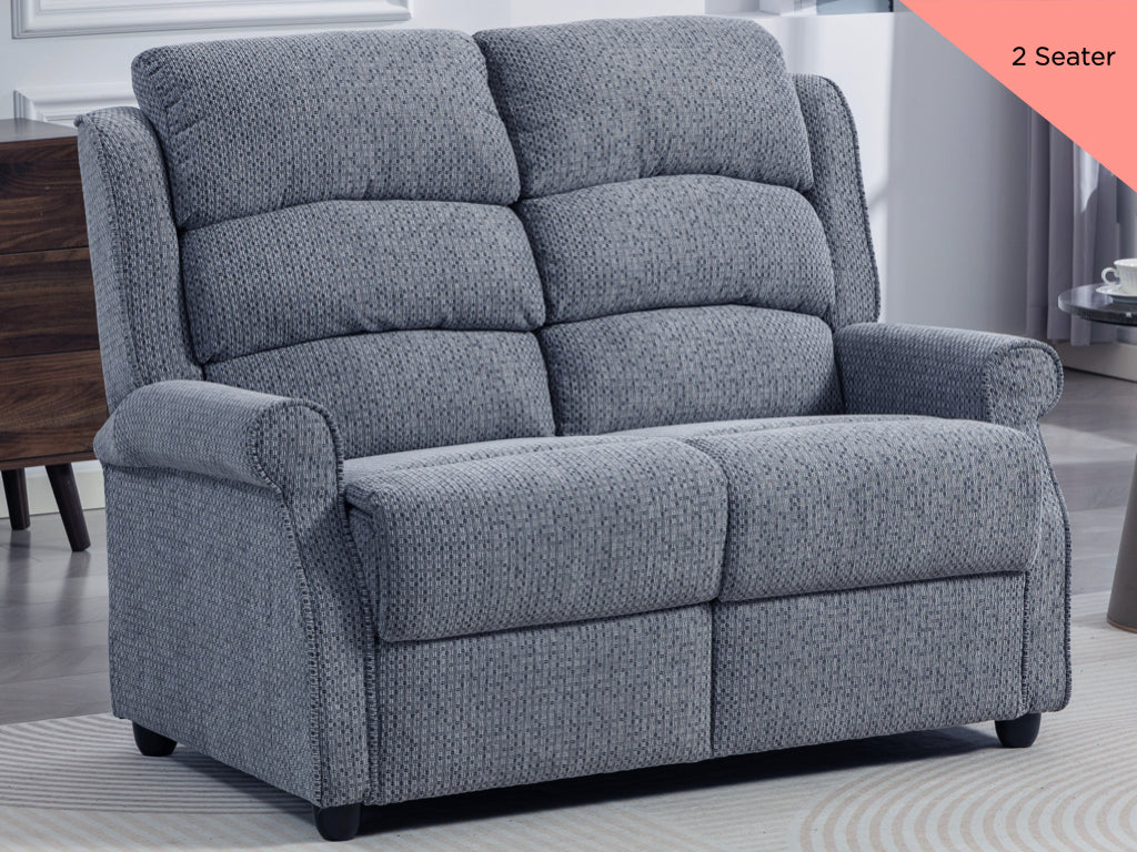 Windsor fixed fabric two-seater sofa in Steel Blue