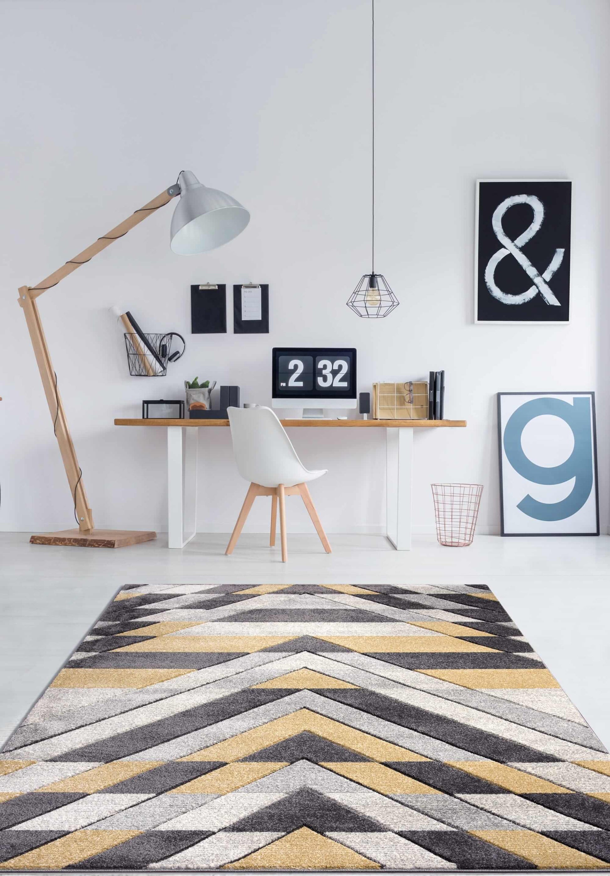 Asher Rug Grey - Mustard