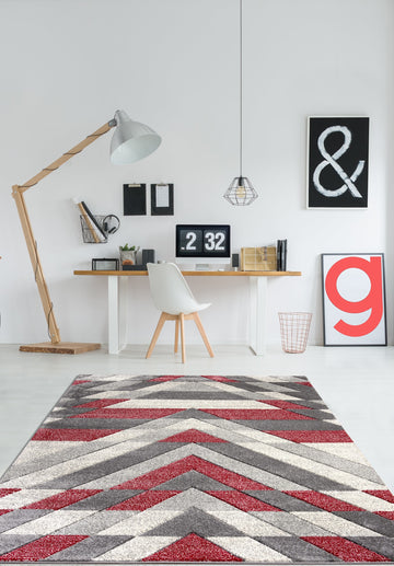 Asher Rug Grey - Red