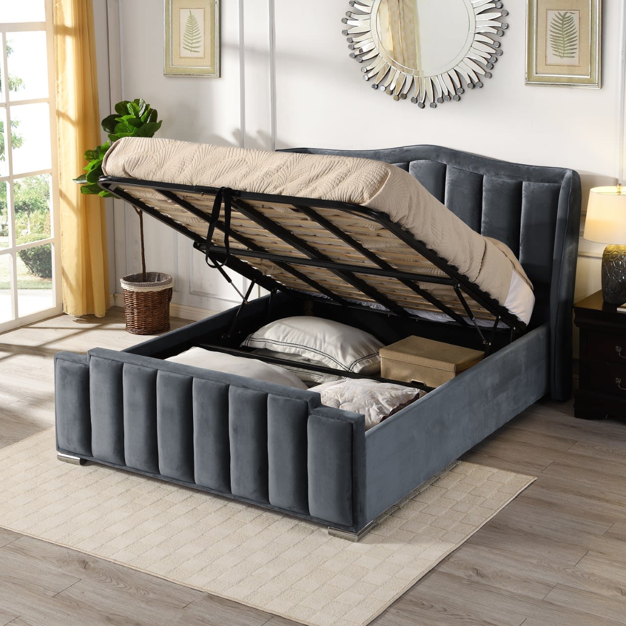 Clare Grey Gaslift Bed