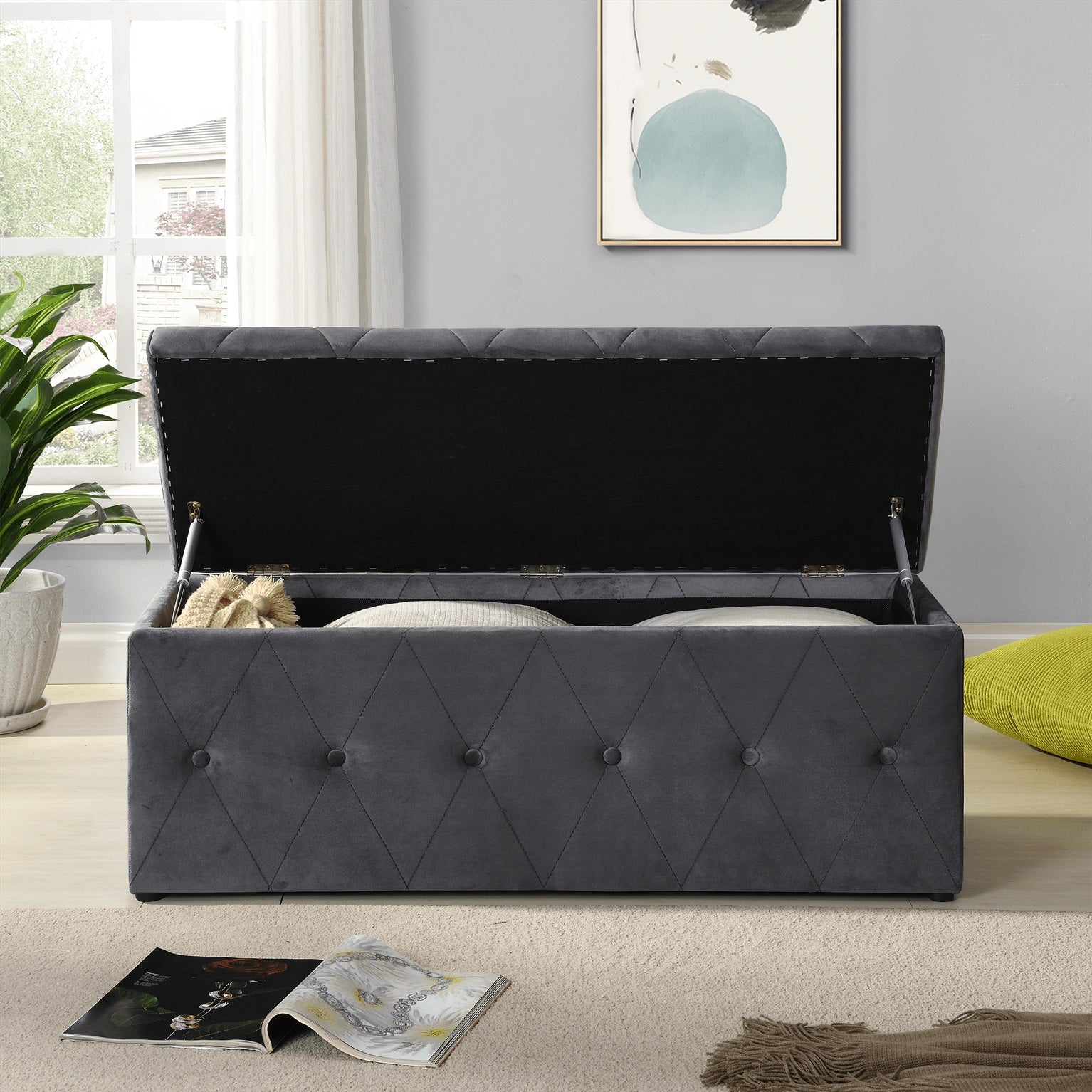 Grey and Button Blanket Box