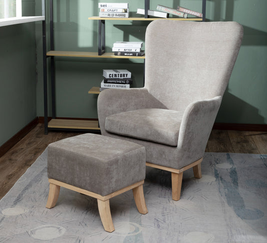 Armchair and Footstool Light Grey