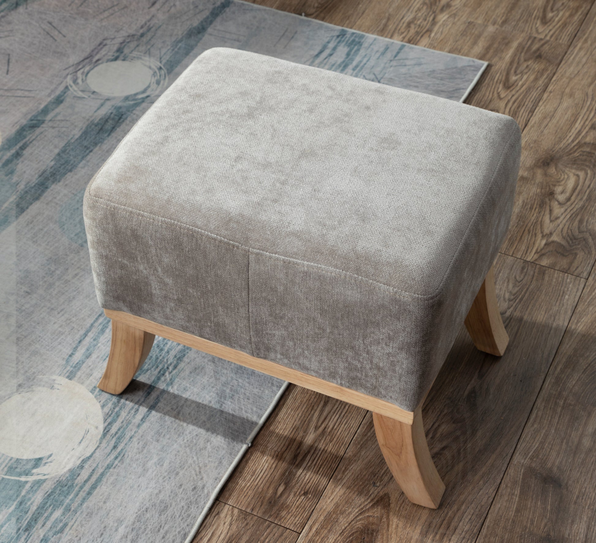 Armchair + Footstool Light Grey