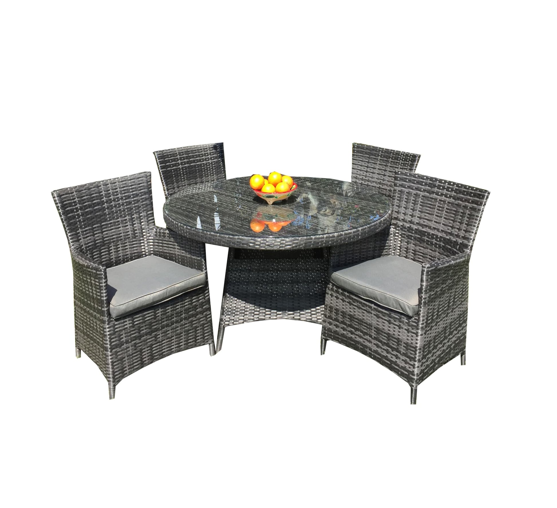 5 Piece Dark Rattan Dining Set