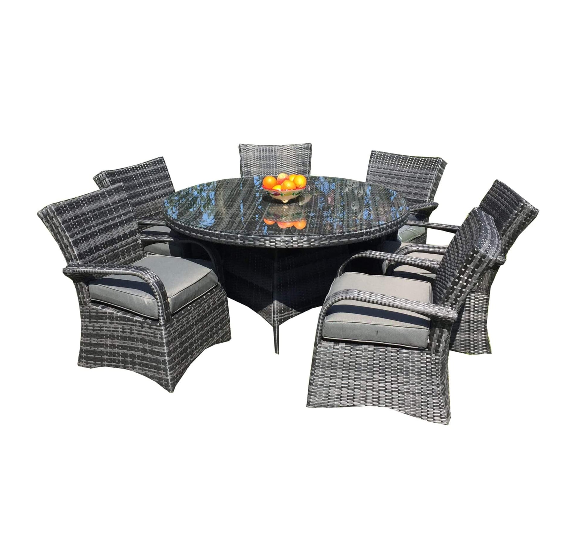 7 PIECE DARK RATTAN DINING SET