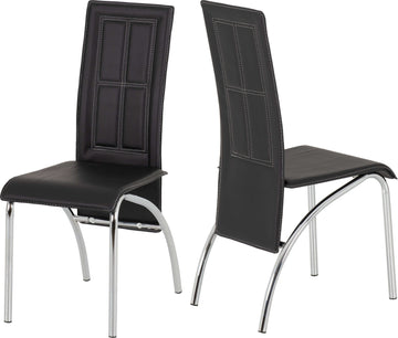 A3 Dining Chair - Black Faux Leather/Chrome