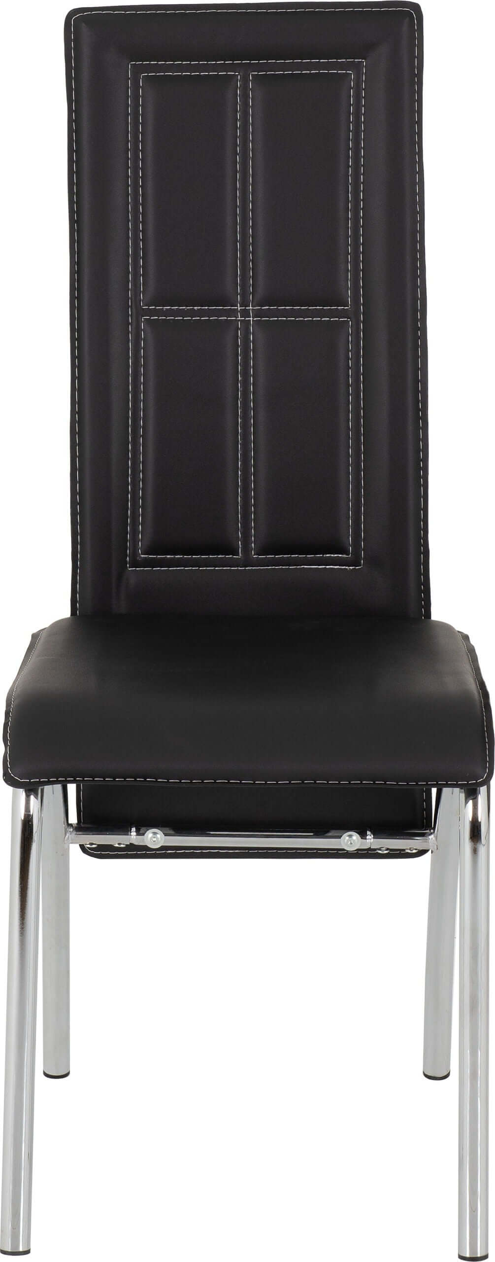 A3 Dining Chair - Black Faux Leather/Chrome