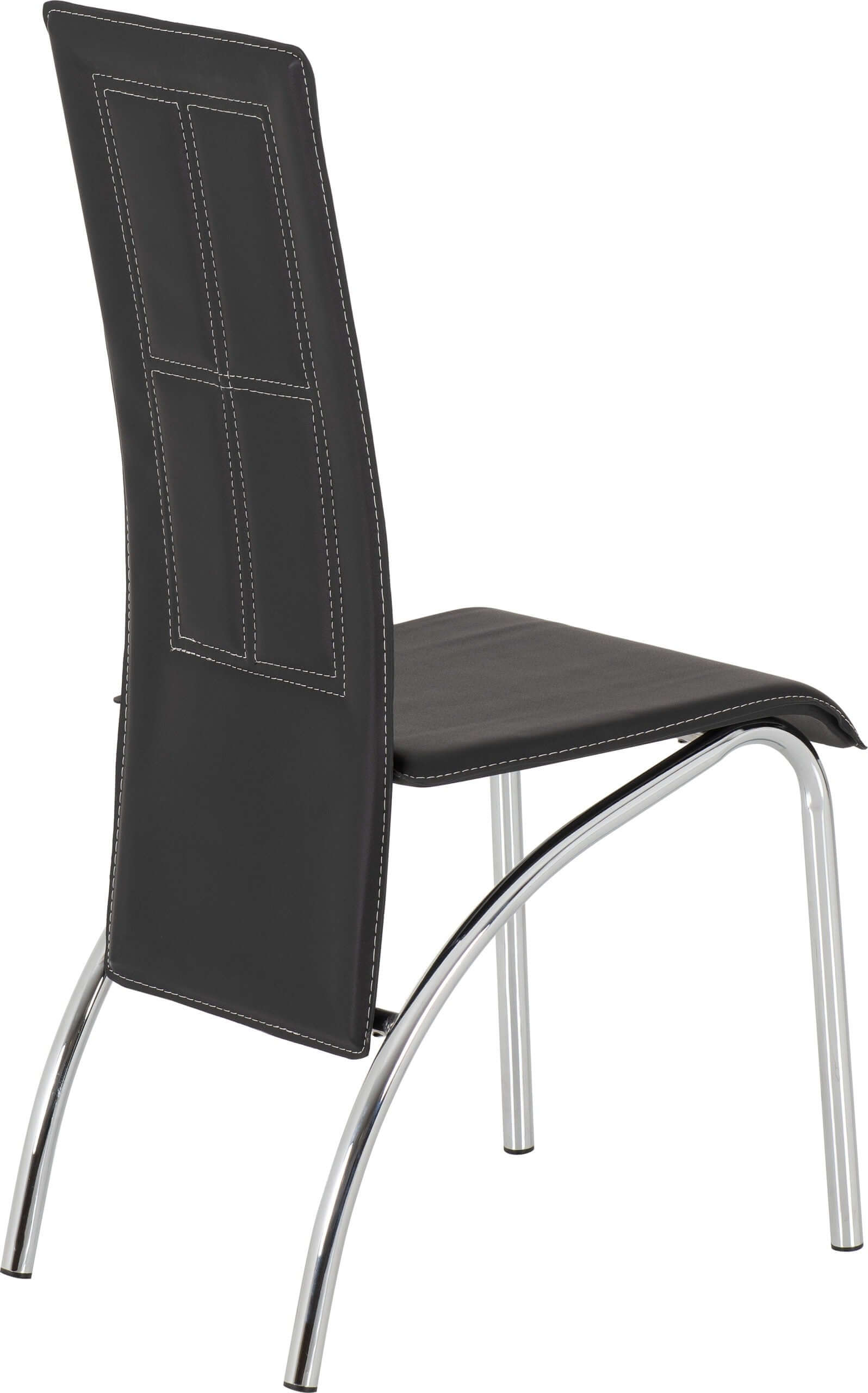 A3 Dining Chair - Black Faux Leather/Chrome