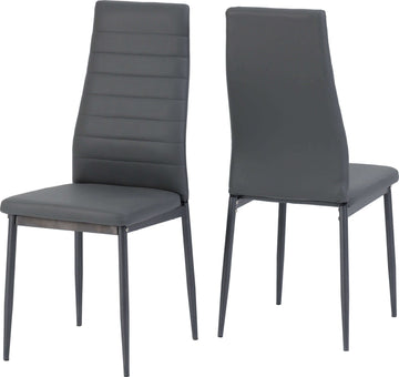 Abbey Chair x 2 Grey Faux Leather- The Right Buy Store