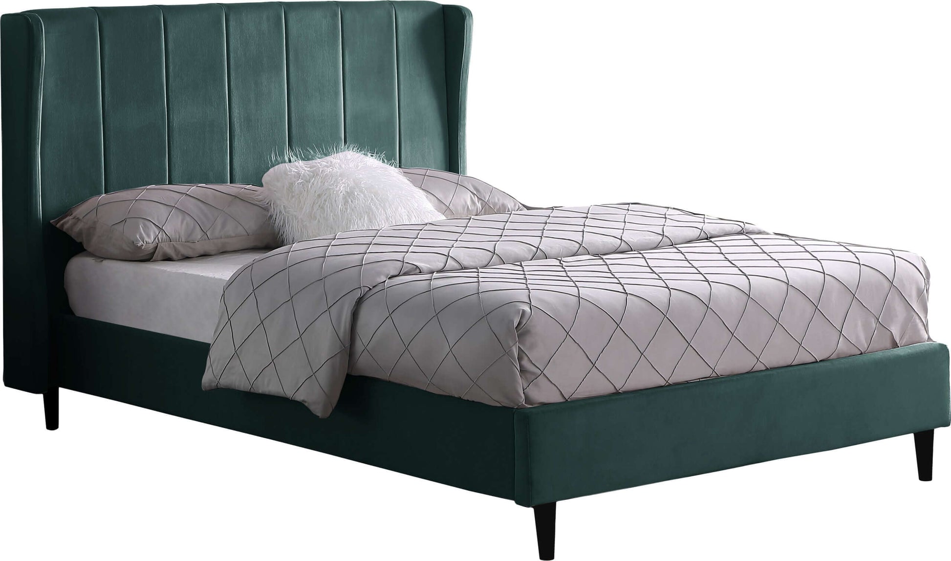 Amelia 5' King  Bed Green Velvet Fabric- The Right Buy Store