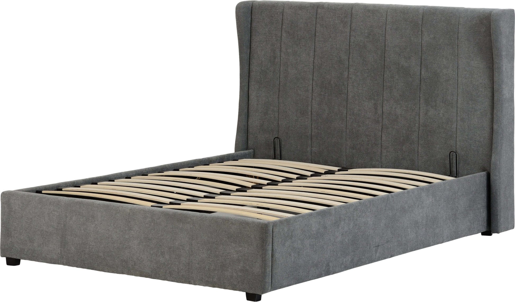 Amelia Plus 5' Storage King Bed - Dark Grey Fabric- The Right Buy Store