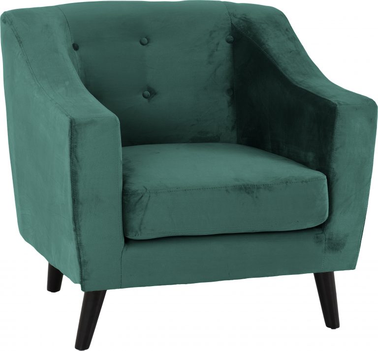 Ashley 1 Seater Sofa Green Velvet Fabric- The Right Buy Store