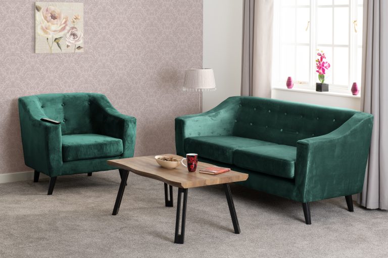 Ashley 1 Seater Sofa Green Velvet Fabric- The Right Buy Store