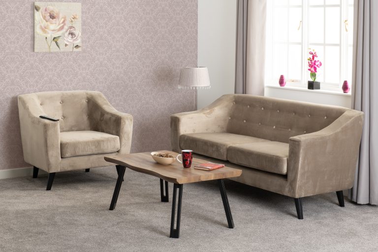 Ashley 3 Seater Sofa - Oyster Velvet Fabric