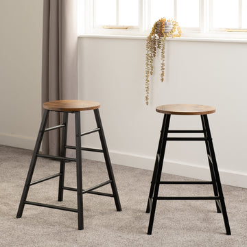 Athens Bar Stool Acacia Effect/Black- The Right Buy Store