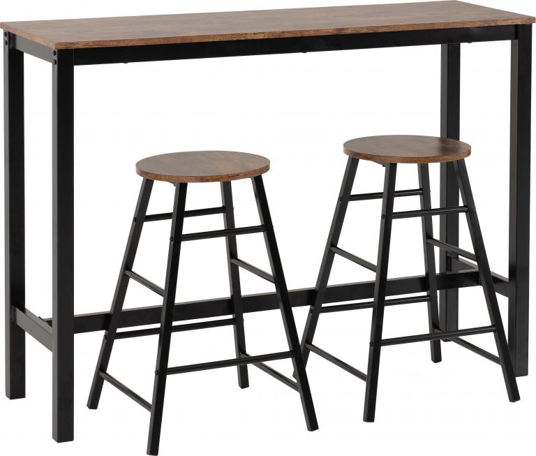 Athens Breakfast Bar Set - Acacia Effect/Black