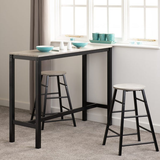 Athens Breakfast Bar Set - Concrete Effect/Black