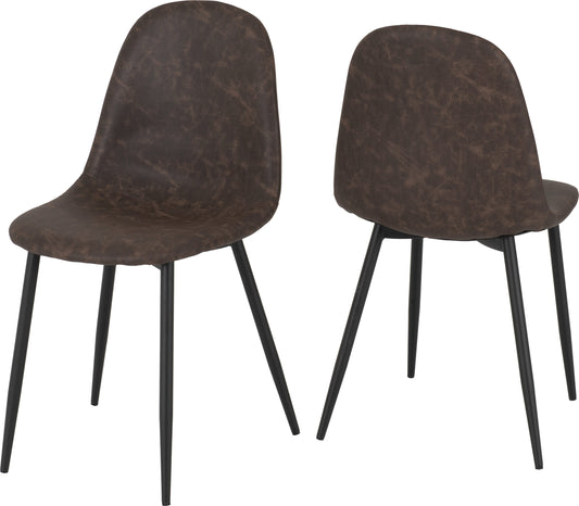 Athens Chair Brown - Faux Leather (Pair)