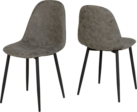 Athens Chair Grey Faux Leather (Pair)- The Right Buy Store