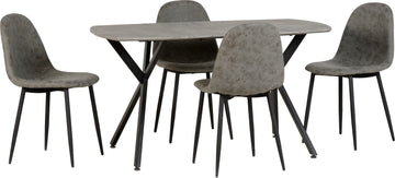 Athens Rectangular Dining Set Concrete Effect/Black/Grey Faux Leather- The Right Buy Store