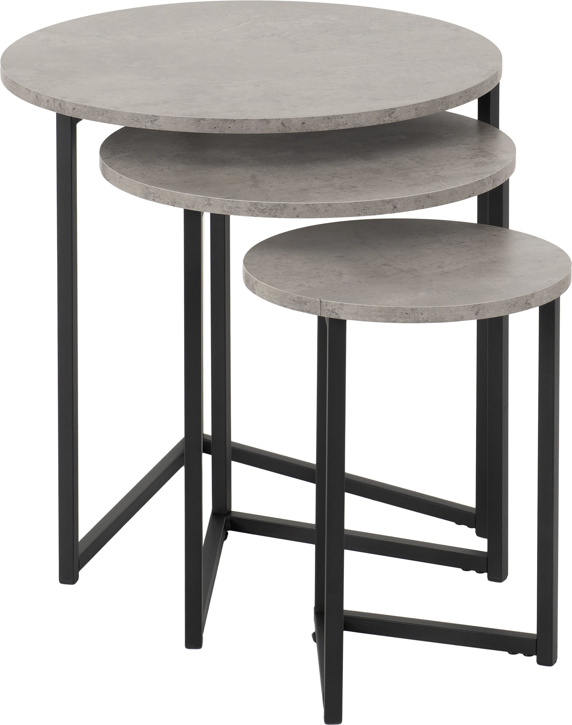 Athens Round Nest of Tables- Concrete Effect/Black- The Right Buy Store