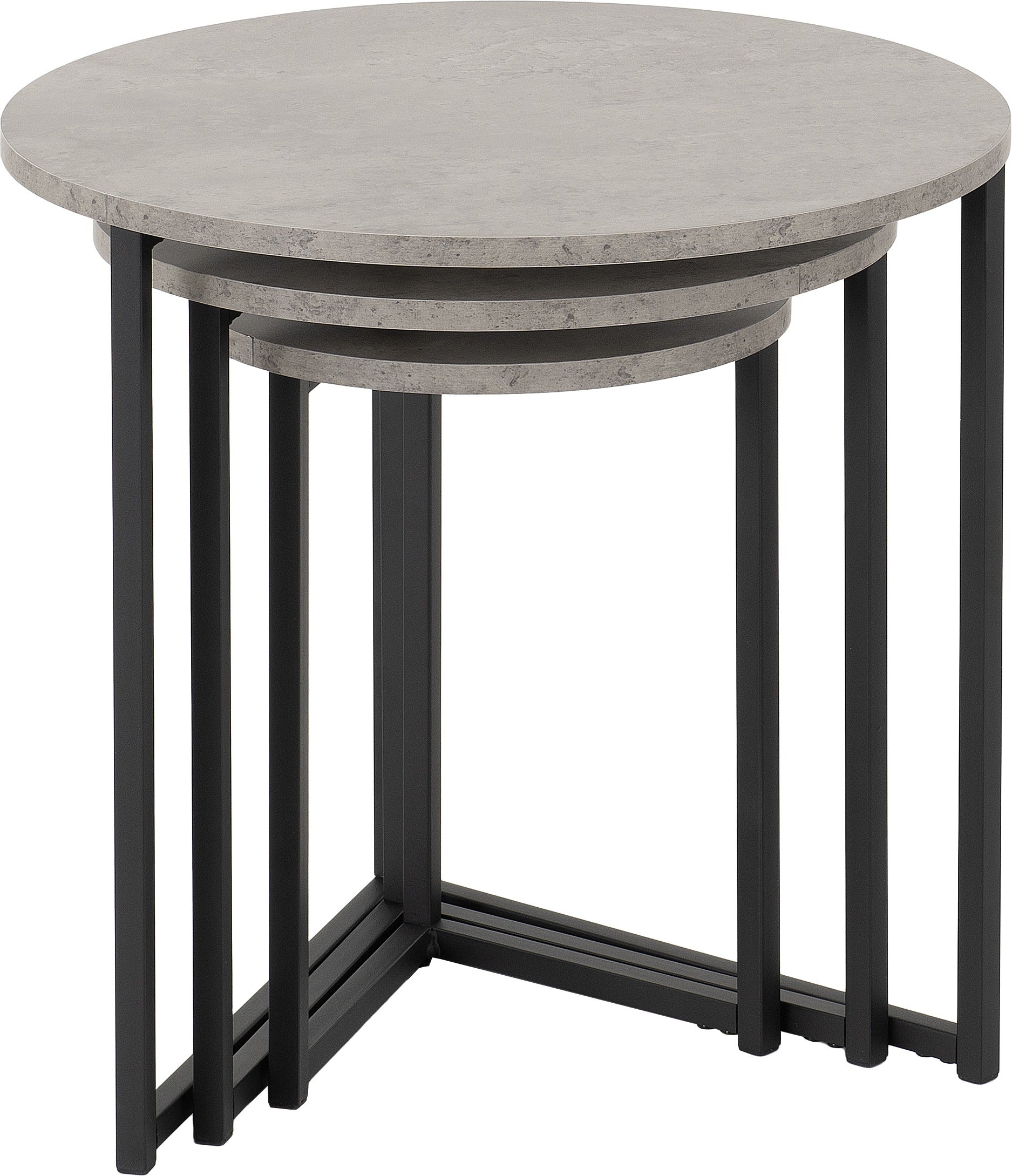Athens Round Nest of Tables- Concrete Effect/Black- The Right Buy Store
