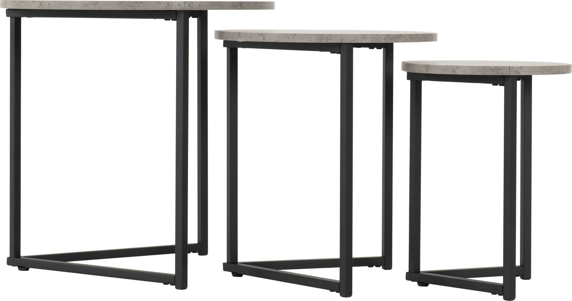 Athens Round Nest of Tables- Concrete Effect/Black- The Right Buy Store