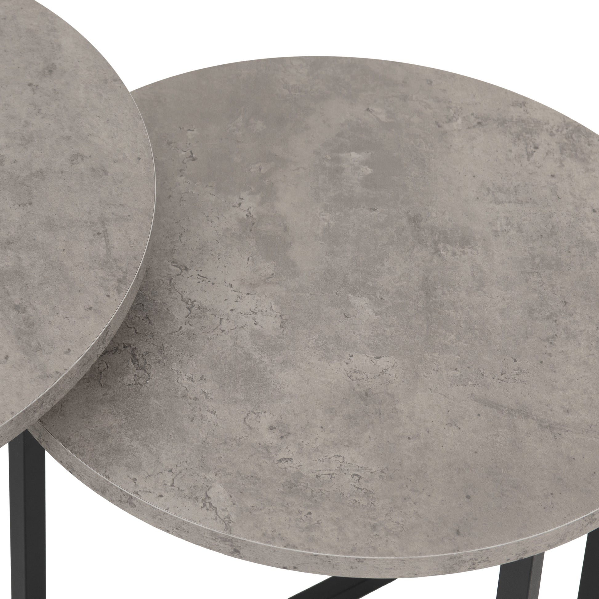 Athens Round Nest of Tables- Concrete Effect/Black- The Right Buy Store