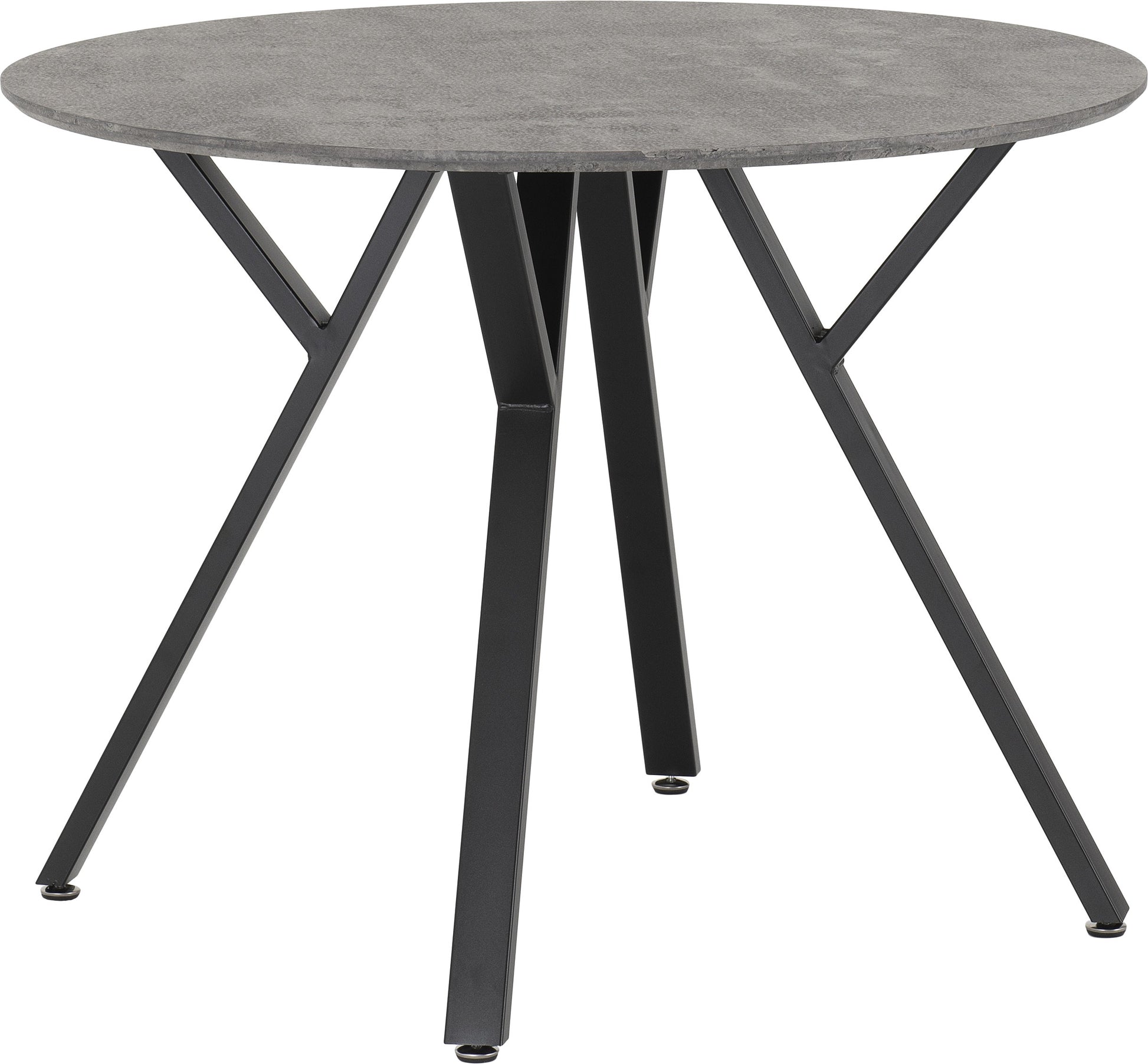 Athens Round Dining Set with Lukas Chairs - Concrete Effect/Black/Grey Velvet