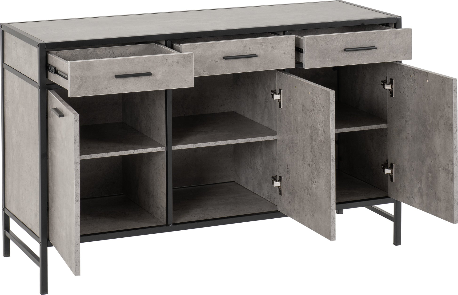 Athens Sideboard- Concrete Effect/Black- The Right Buy Store