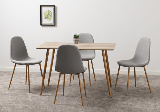 Barley Dining Set- Oak Veneer/Oak Effect/Grey Fabric